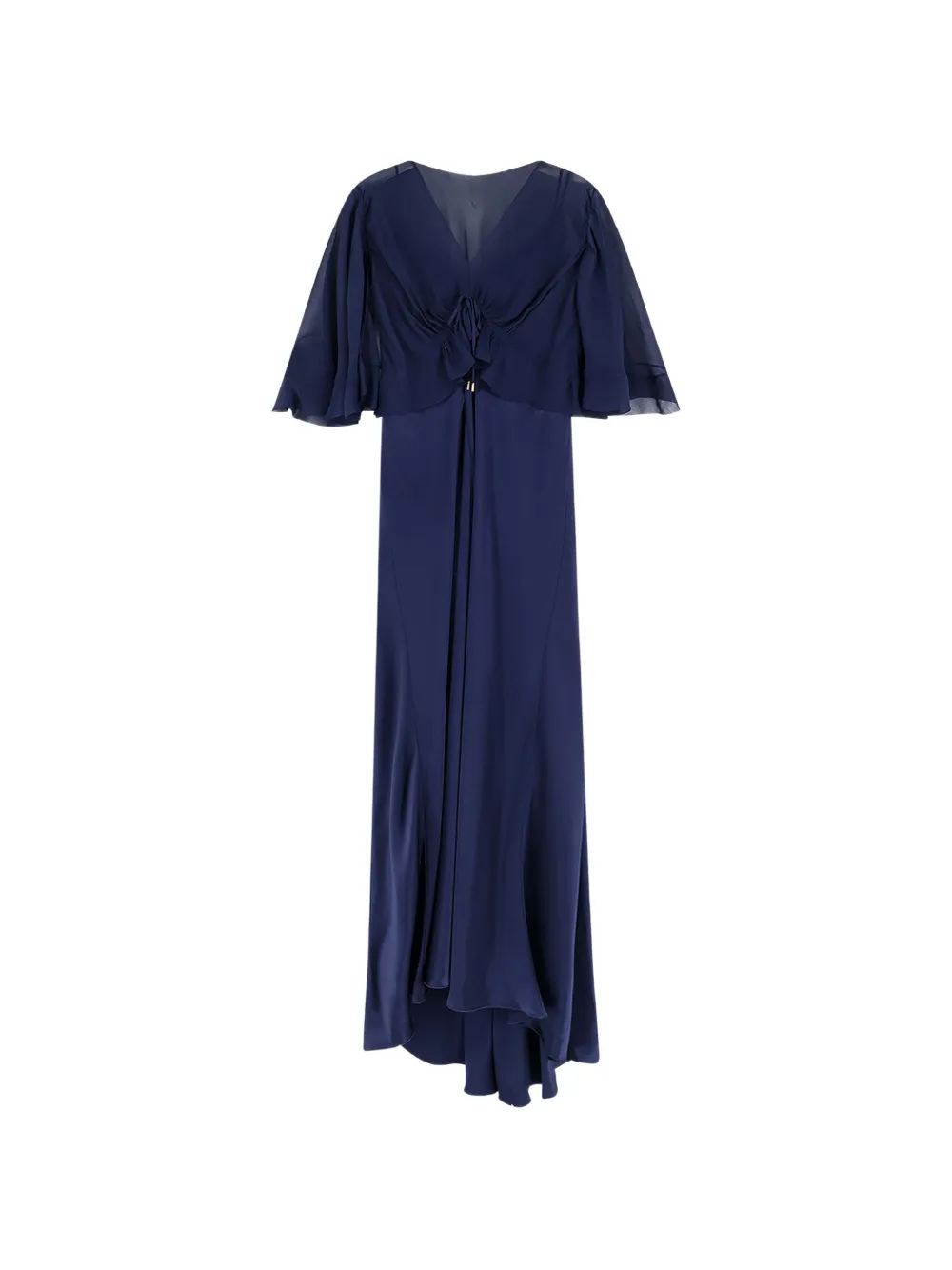 Alberta Ferretti ruffled satin-finish maxi dress - Blue