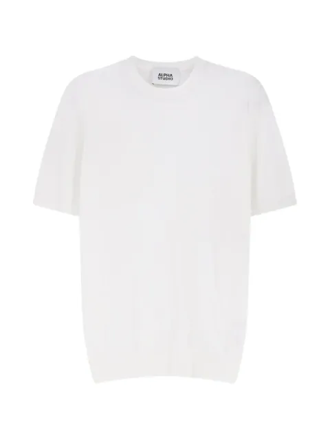 ALPHA STUDIO short-sleeve ribbed-trim sweater