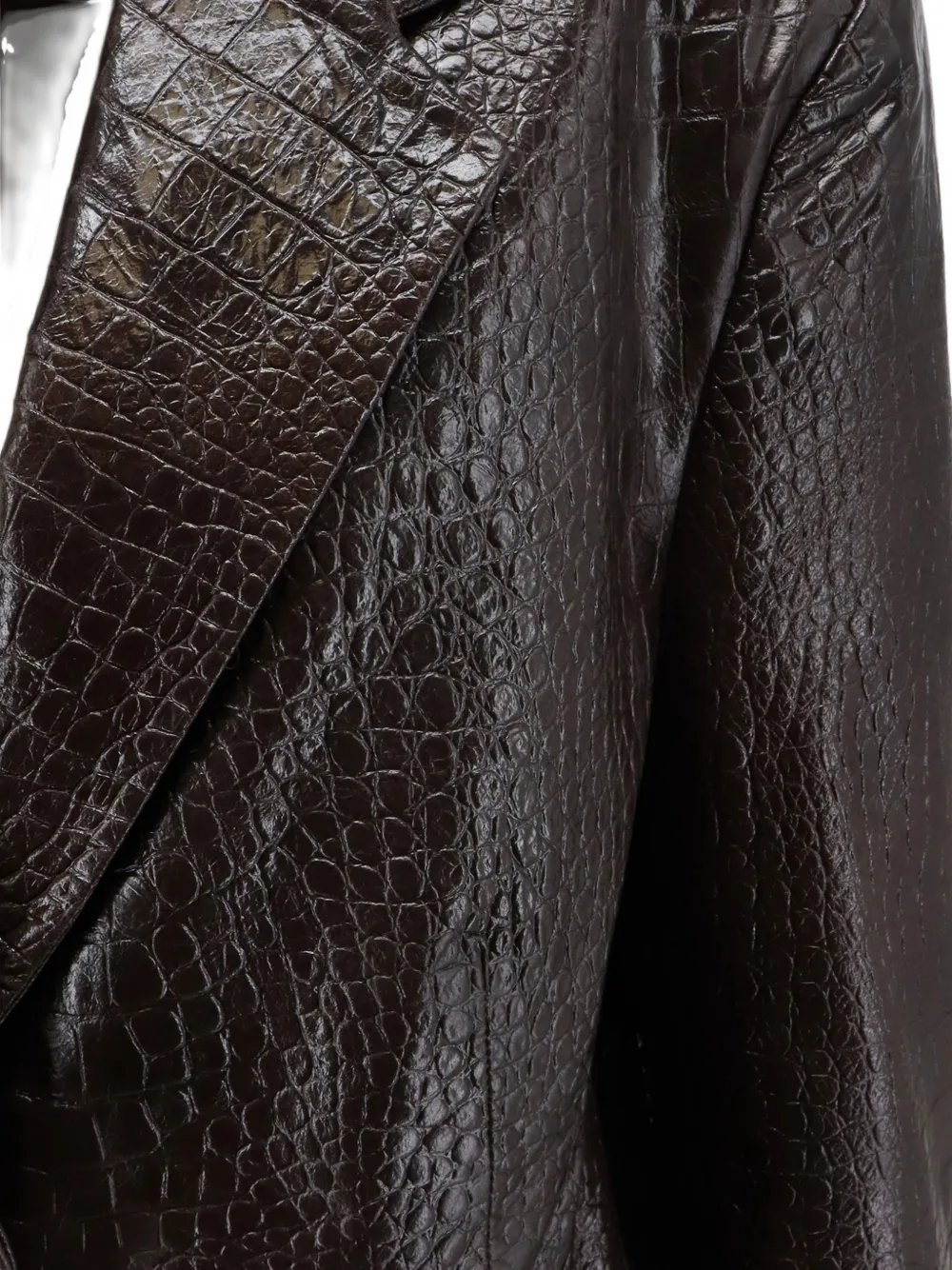 Alysi crocodile-effect single-breasted blazer Bruin