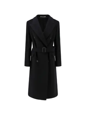 Another Tomorrow Belted Wrap Coat | Black | FARFETCH