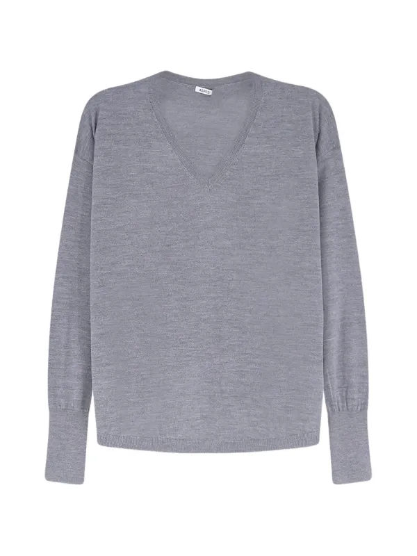 ASPESI V-neck Long-sleeve Sweater in Grey
