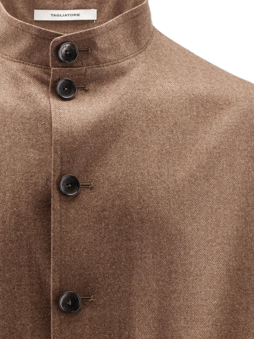 Tagliatore Button-up jack met ronde hoge kraag Bruin