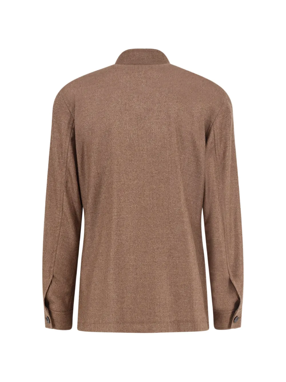 Tagliatore Button-up jack met ronde hoge kraag Bruin