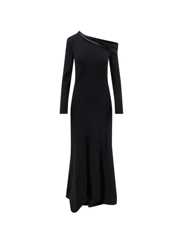 alberta ferretti black dress one-shoulder Satin Gown | Evening gowns Black Gothic Hooded Vampire Size:Y/M (10) length design Kid-Size-Chart