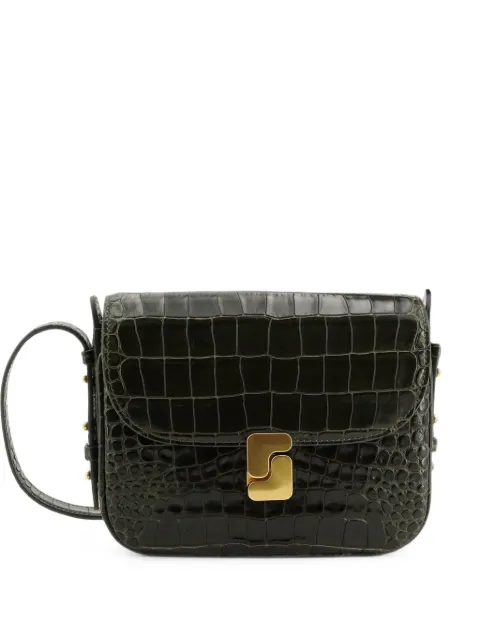 Soeur small S-buckle croc-effect crossbody bag