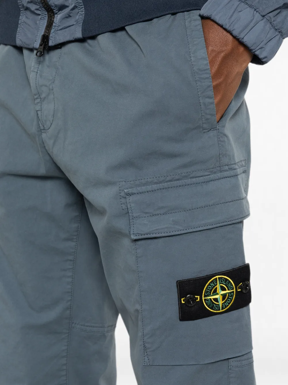 Stone Island Cargo broek met logopatch Blauw