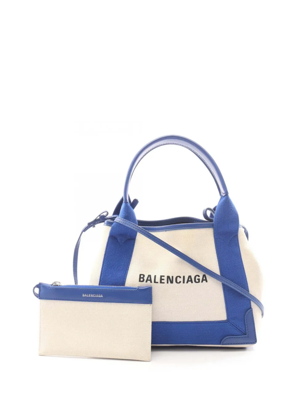 Balenciaga Pre-Owned 2015-2026 Canvas Navy Cabas XS satchel - White