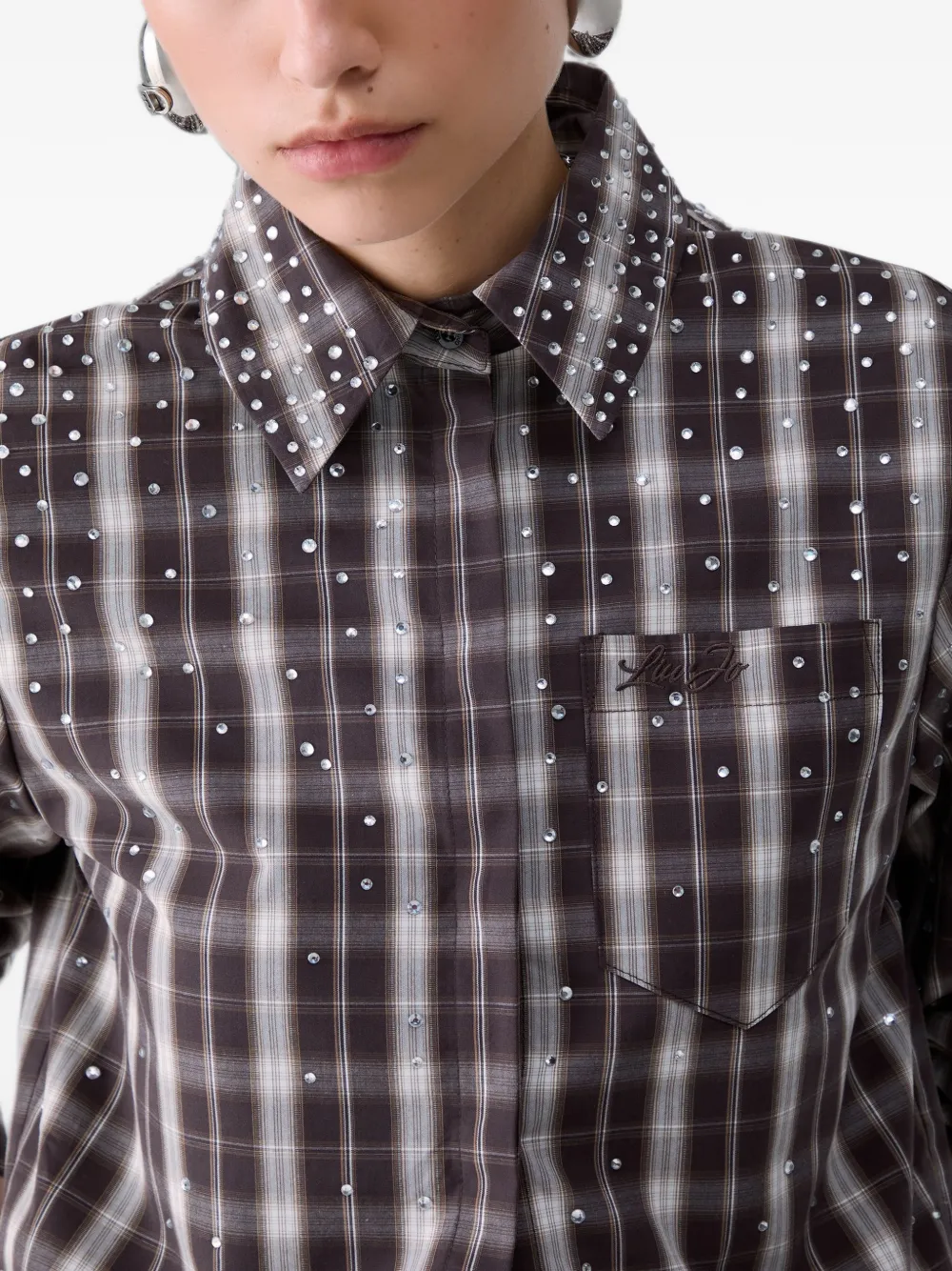LIU JO Geruite blouse Bruin
