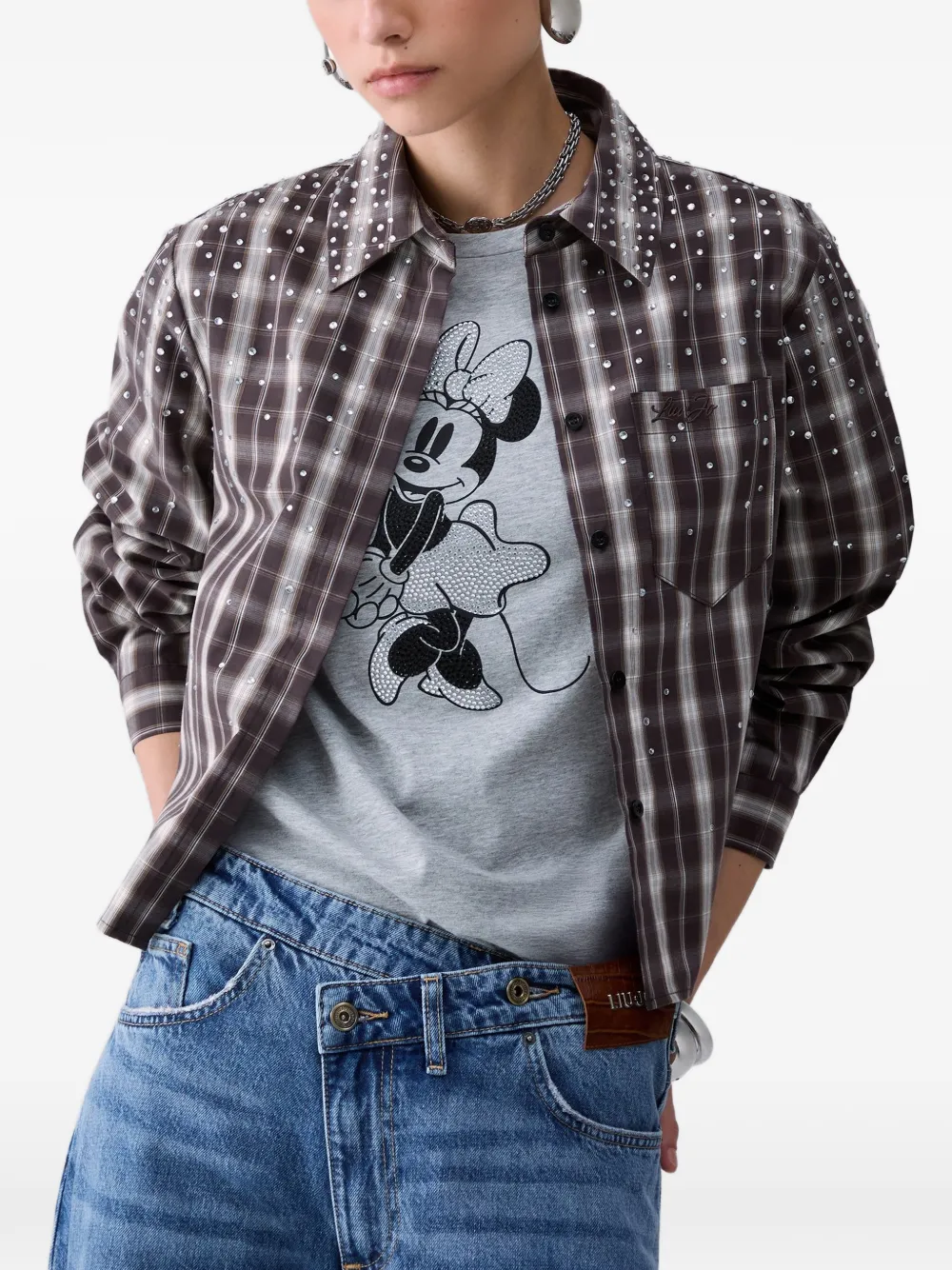 LIU JO Geruite blouse Bruin