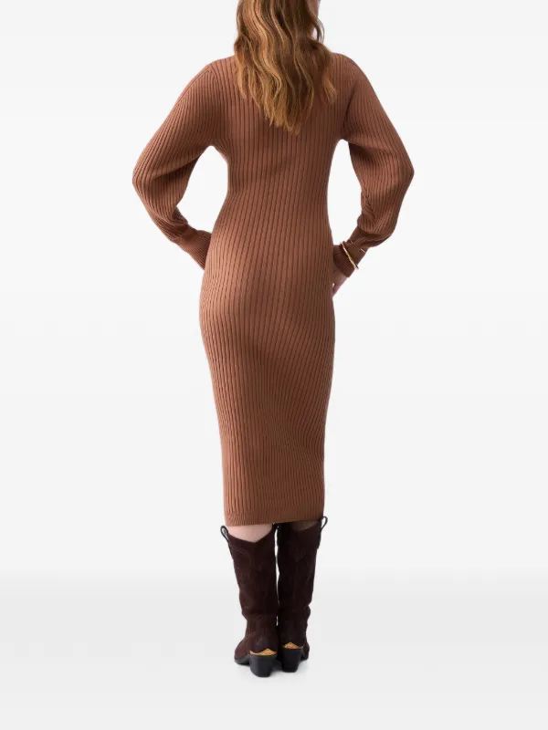 LIU JO Balloon Knit Midi Dress | Brown