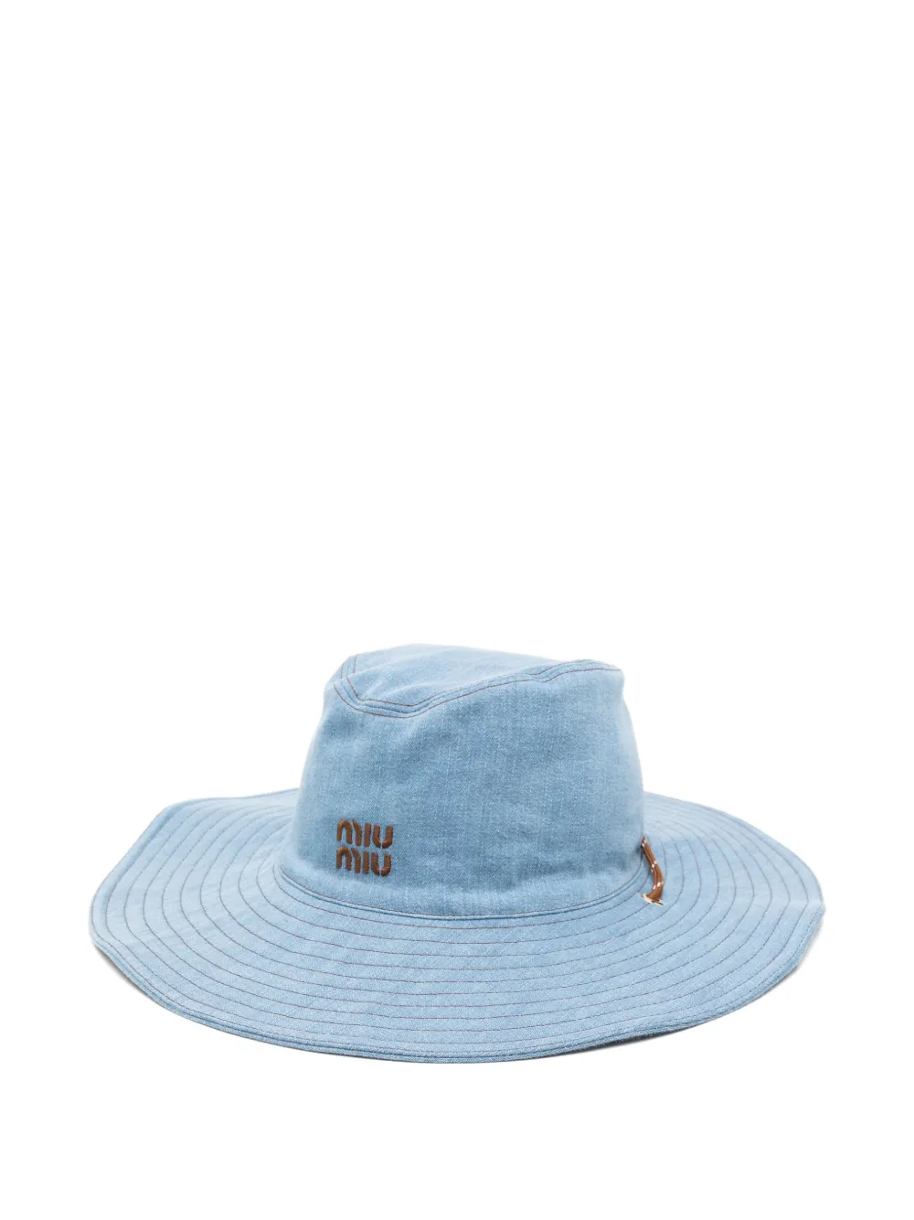 Miu Miu logo-embroidered wide-brim sun hat - Blu