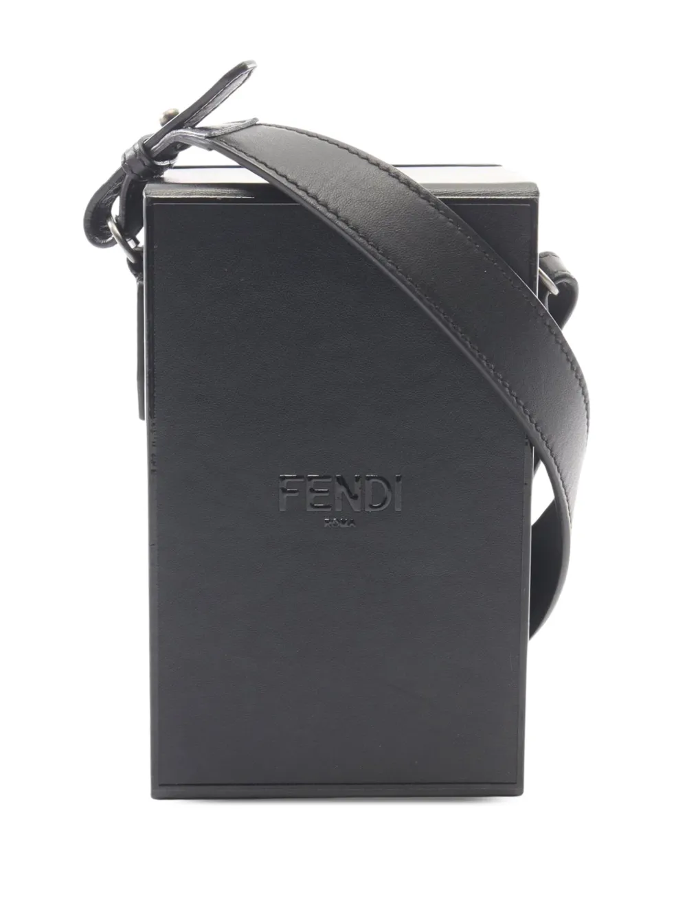 Fendi Pre-Owned 2010-2026 Vitello Fluffy Logo Vertical Box crossbody bag - Black