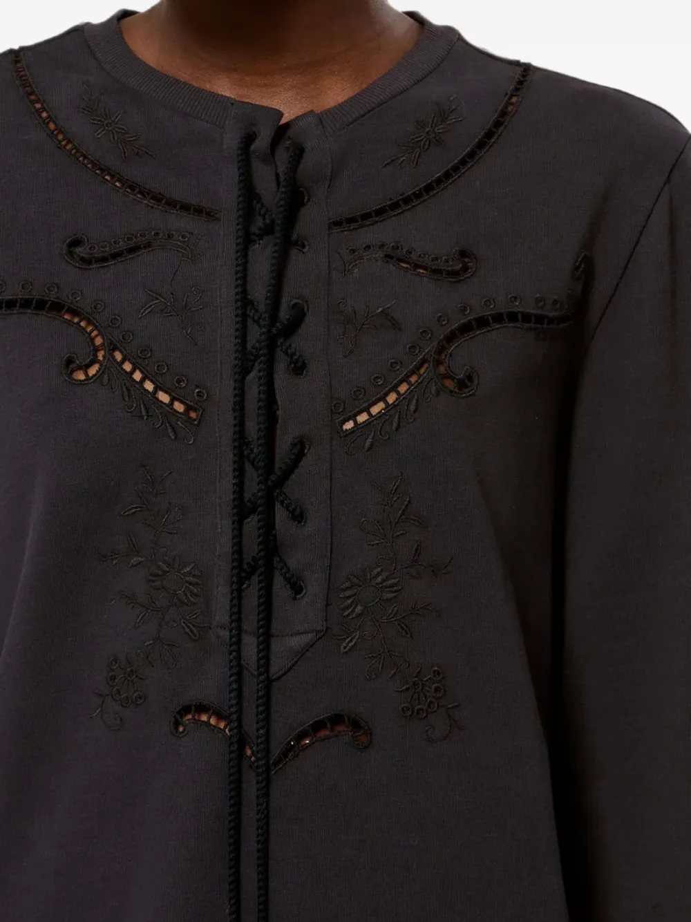 ISABEL MARANT Elka jersey en broderie anglaise jurk Zwart