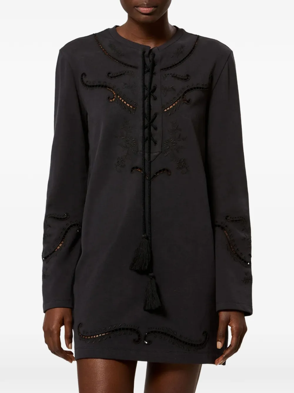 ISABEL MARANT Elka jersey en broderie anglaise jurk Zwart