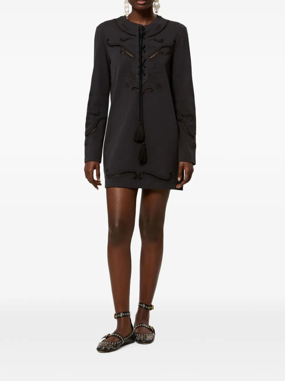 ISABEL MARANT Elka jersey en broderie anglaise jurk Zwart