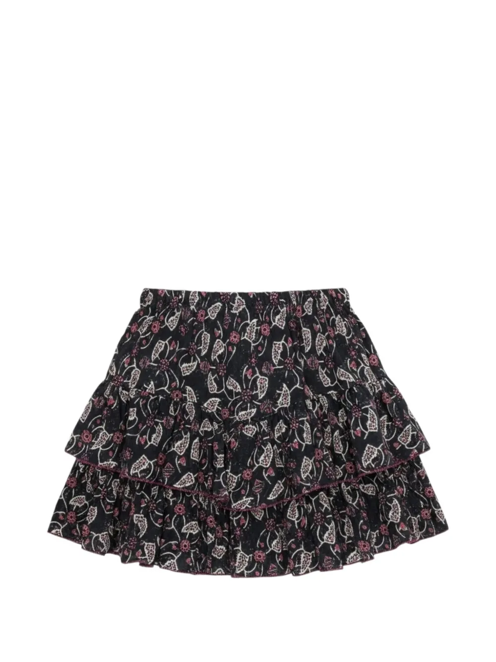 ISABEL MARANT floral-print ruffled mini skirt - Schwarz