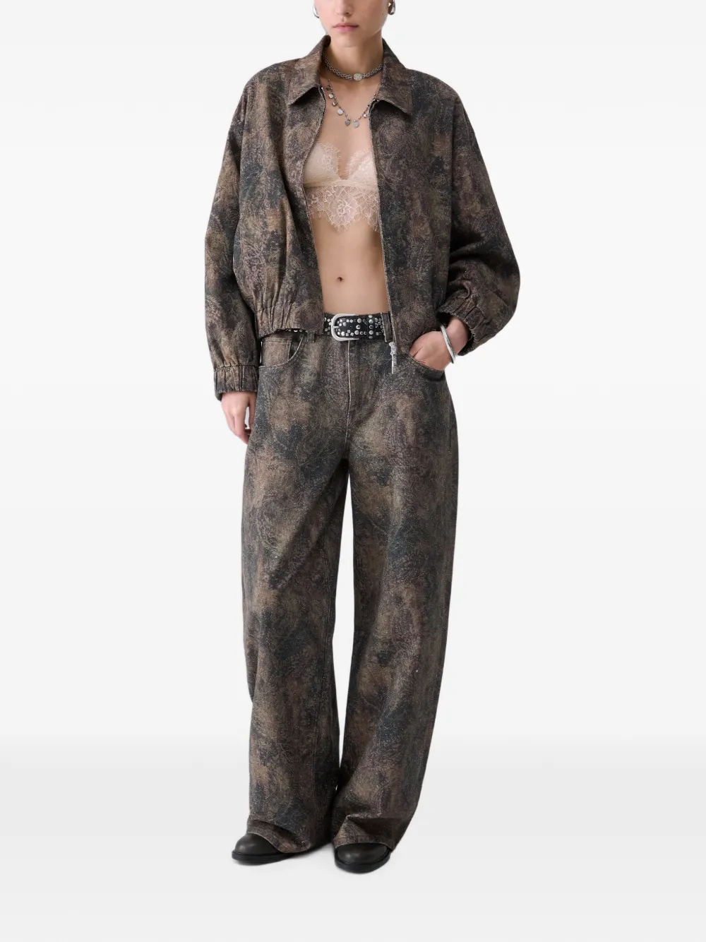 LIU JO Oversized jack met glitters-print Bruin
