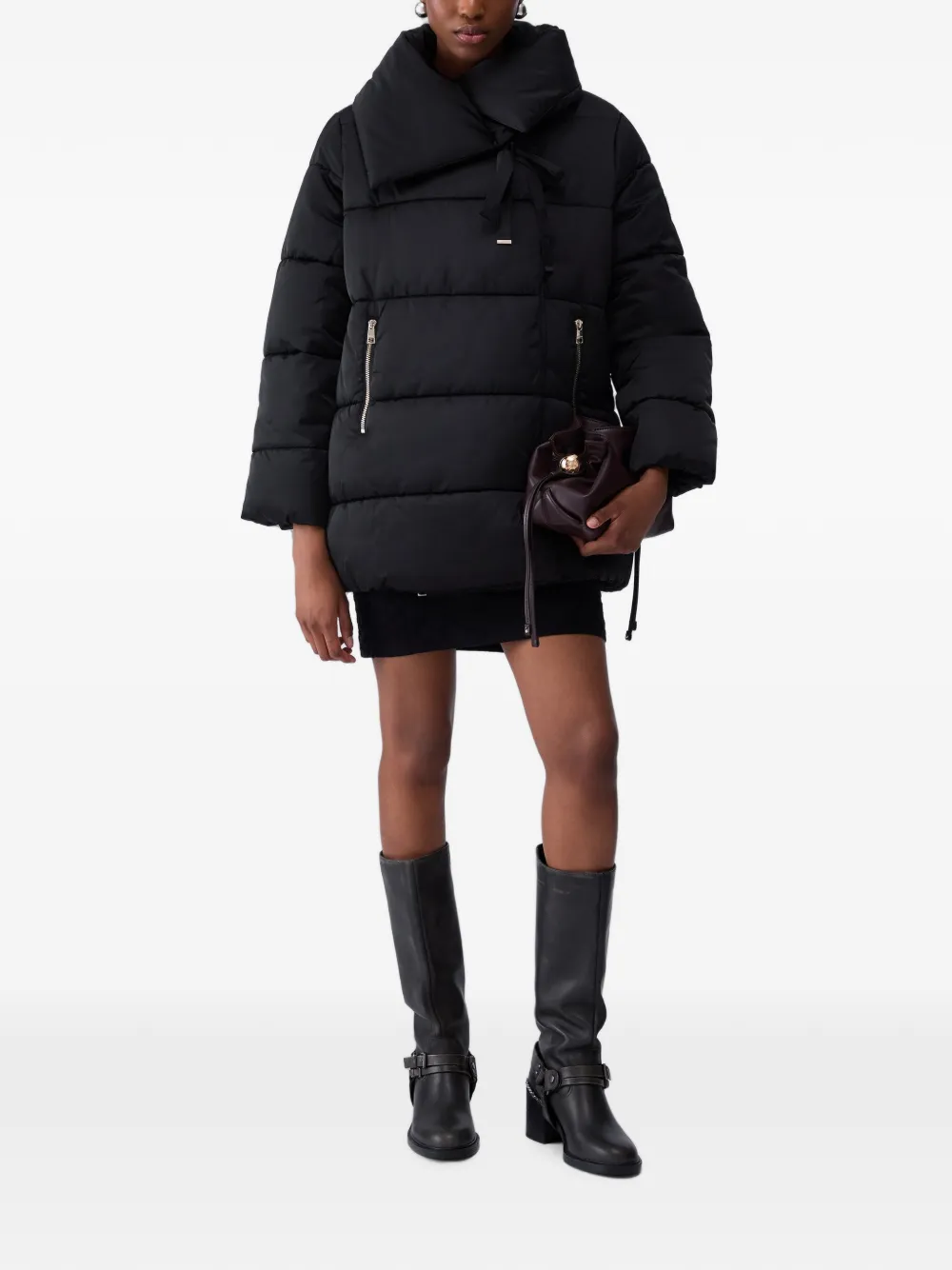 LIU JO Oversized gewatteerd jack van glanzend nylon Zwart