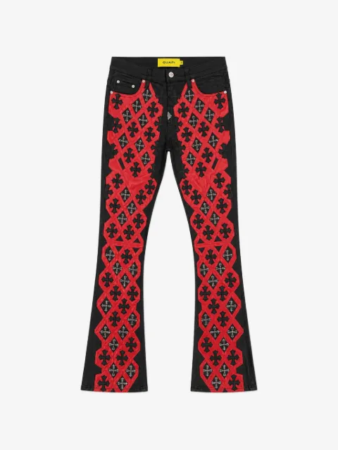 GUAPI crimson waxed-denim jeans