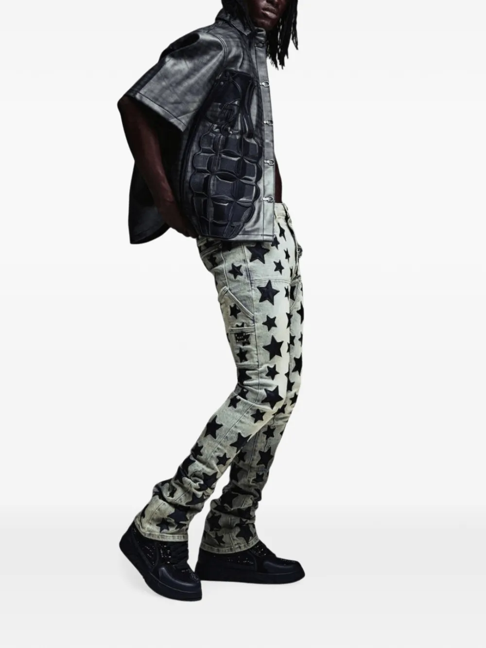 GUAPI Jeans met ster-applicatie Blauw