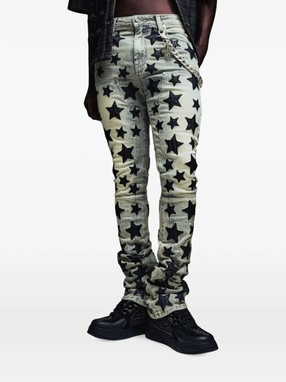 GUAPI Jeans met ster-applicatie Blauw