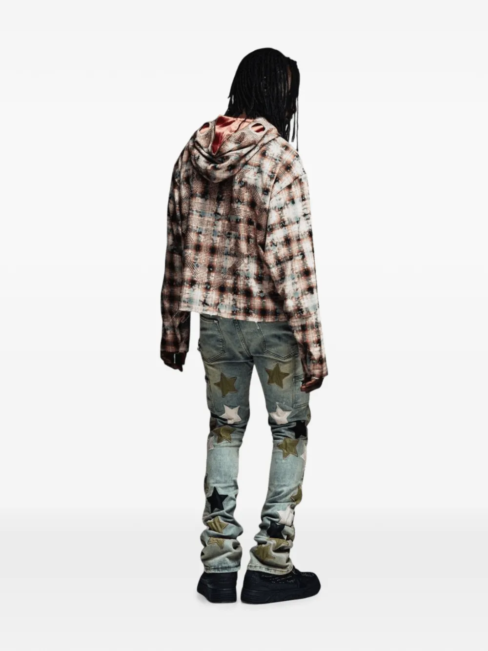 Guapi Star-appliqué Distressed Jeans In Gray