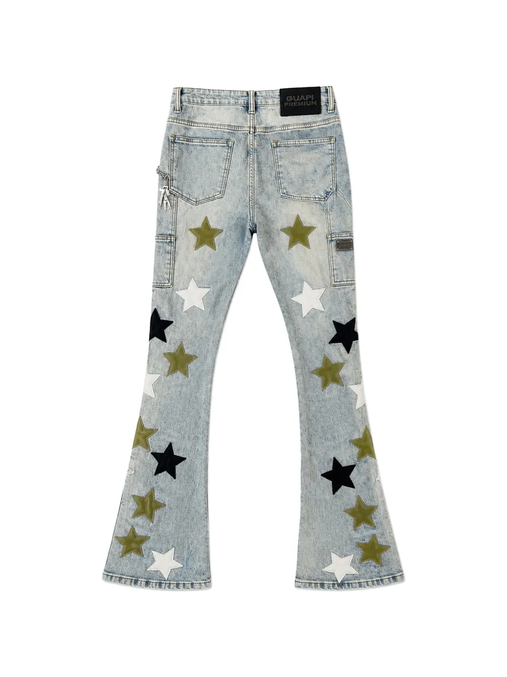 GUAPI Gerafelde jeans met ster-applicatie Blauw