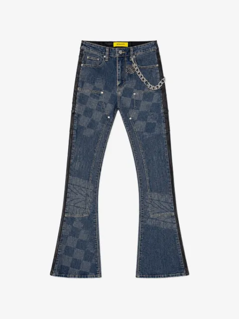 GUAPI checkerboard-print panelled jeans