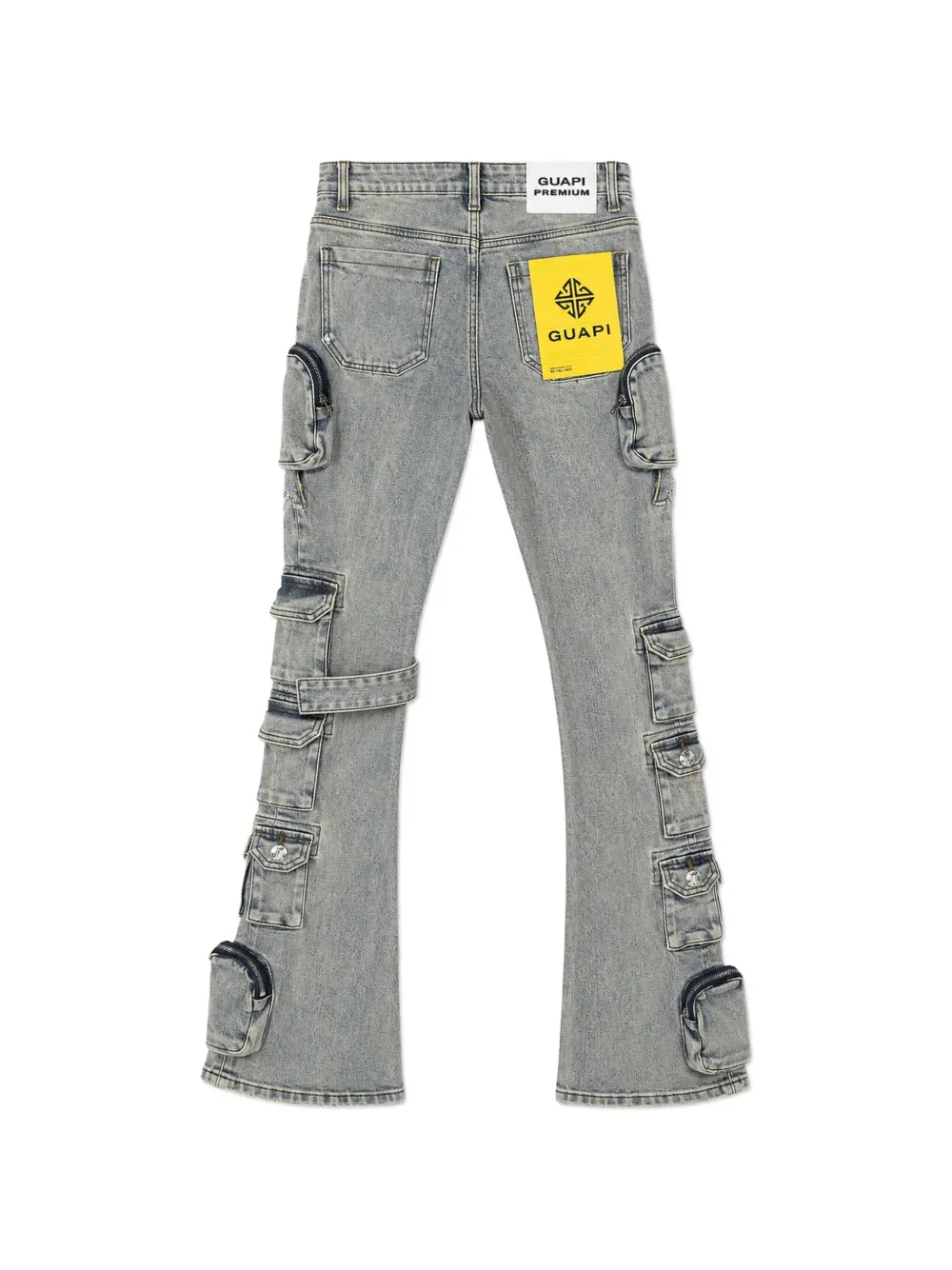 GUAPI Jeans met gewatteerd vlak en verfraaid met stras Blauw