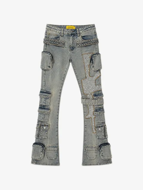 GUAPI vaqueros con apliques de strass y panel acolchado