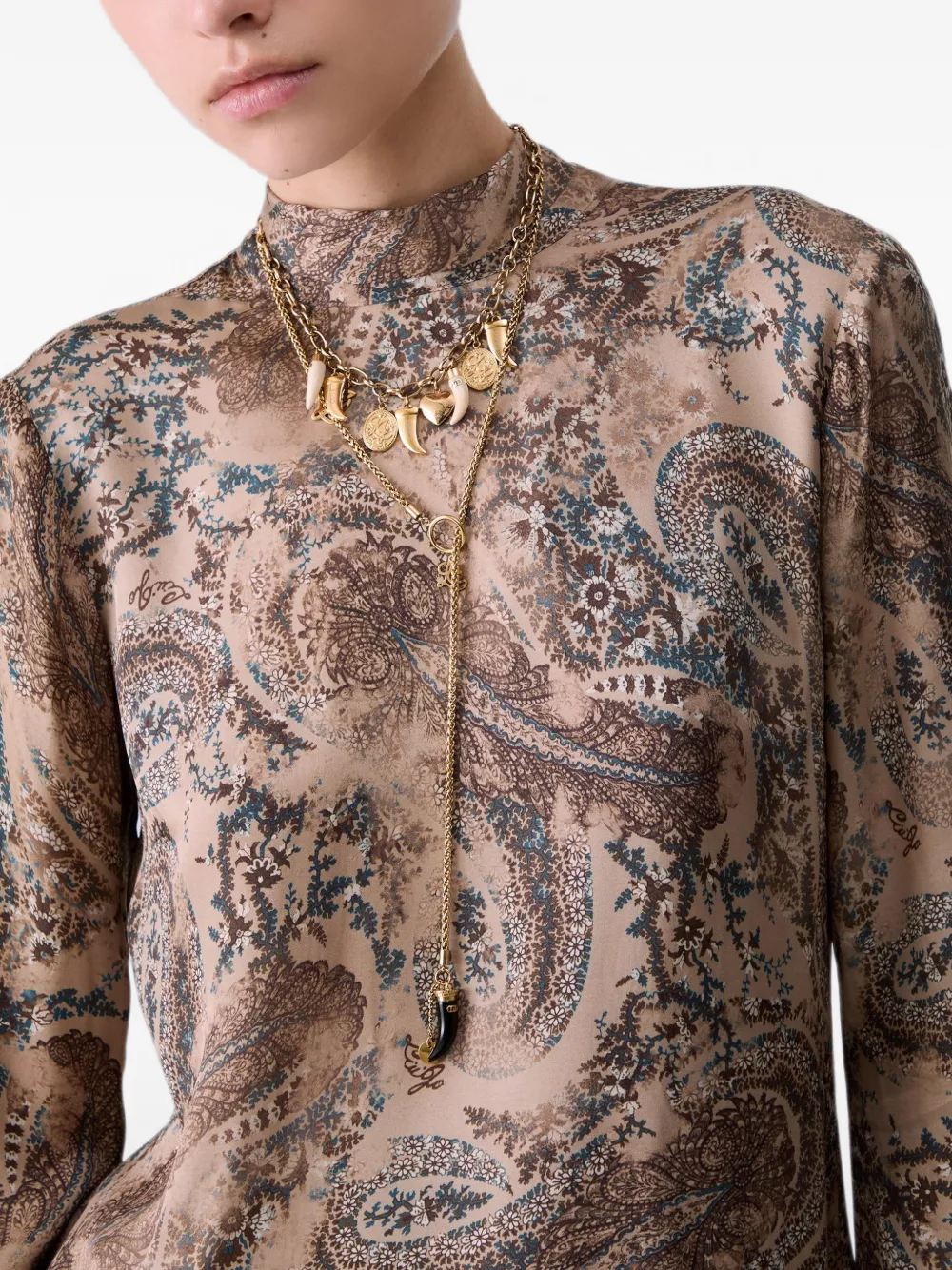 LIU JO Satijnen mini-jurk met print Beige