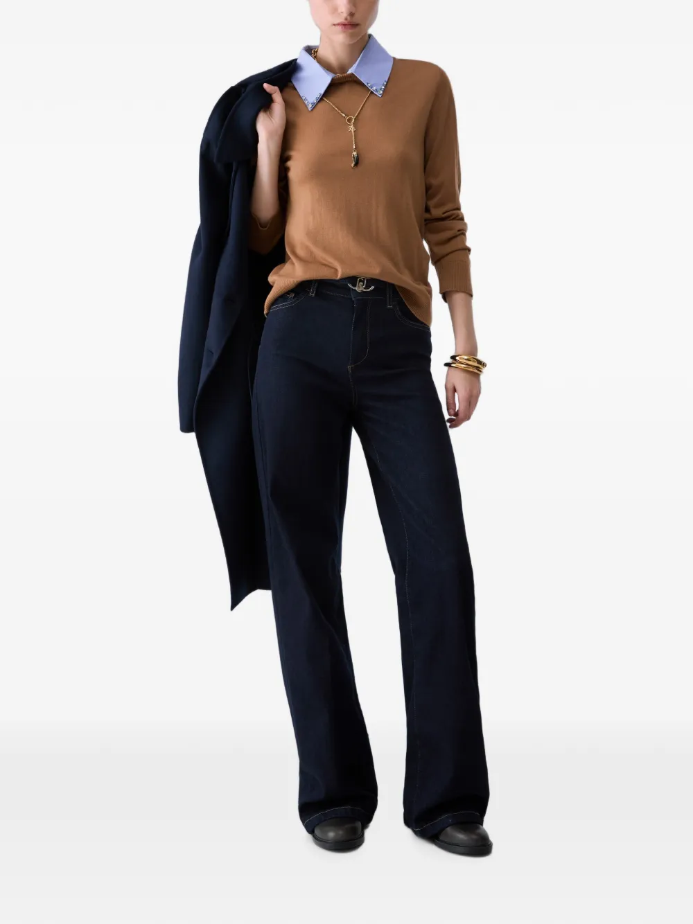 LIU JO Trui met popeline detail Beige