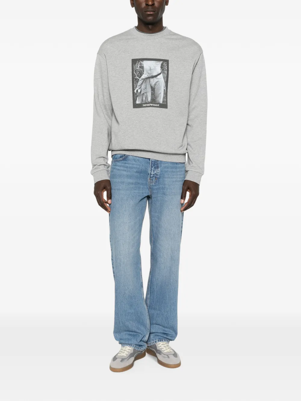Emporio Armani Jersey Signature Capsule sweater met fotografische print Grijs