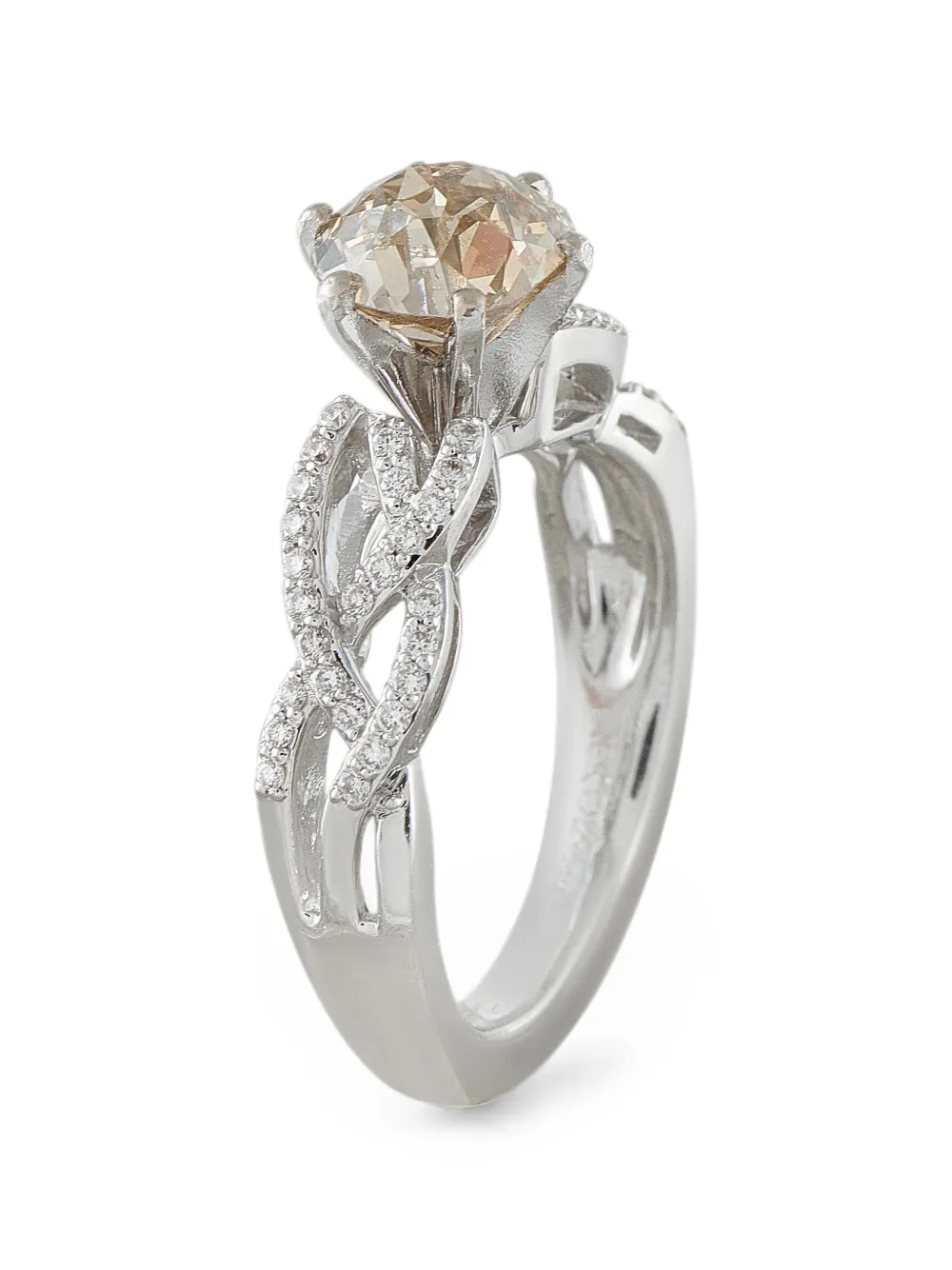 Pre-owned Lb Exclusive Old Mine Cut Diamond Ring In Silver