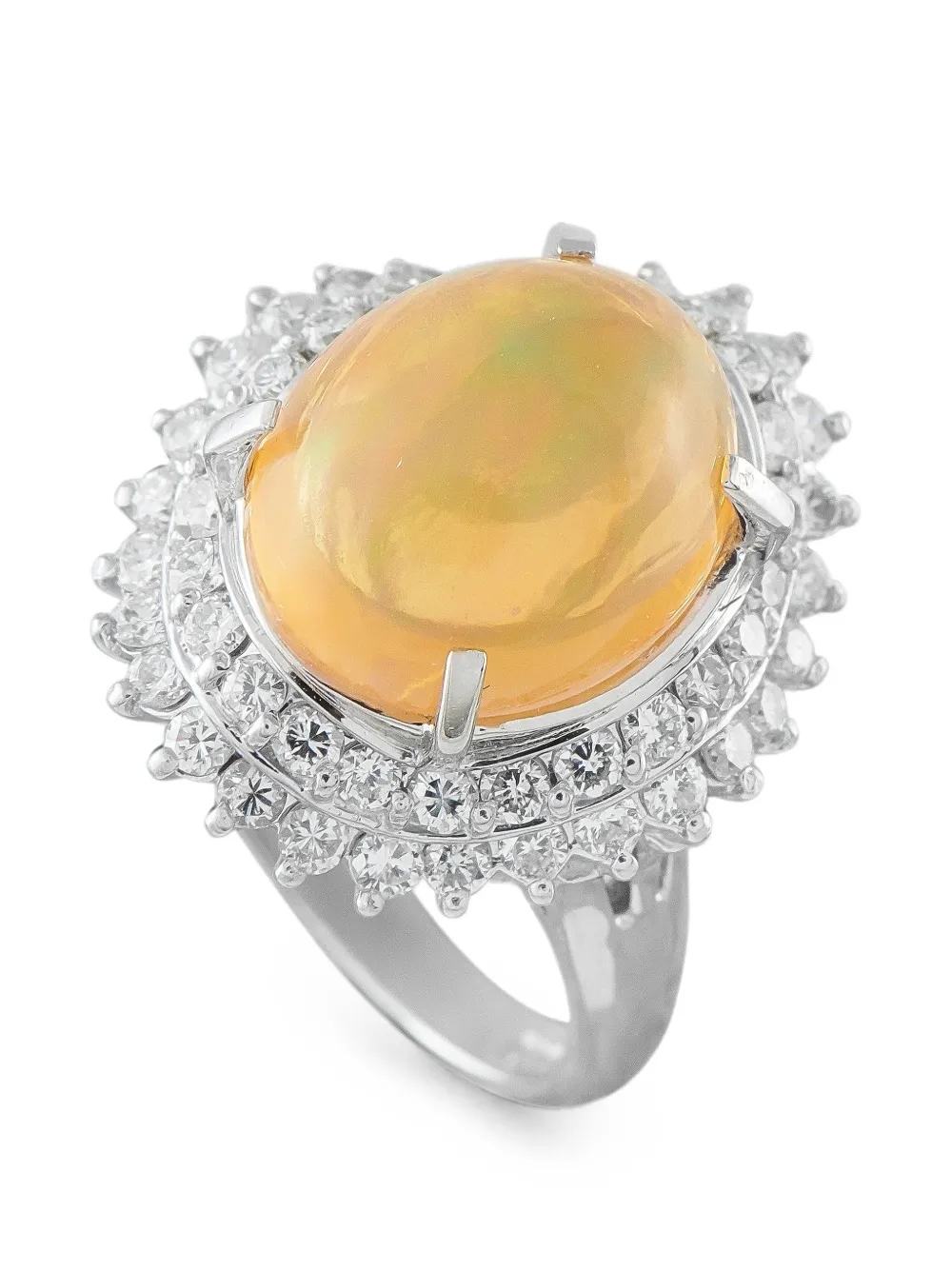 Pre-owned Lb Exclusive Opal And Diamond Ring In Silver