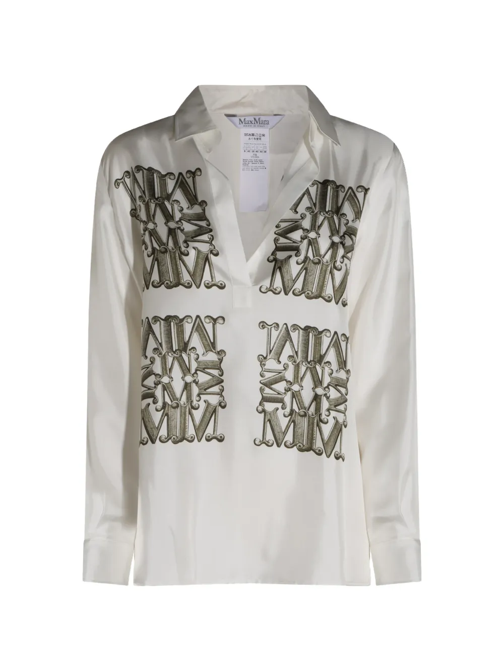 Max Mara logo-print silk shirt - White