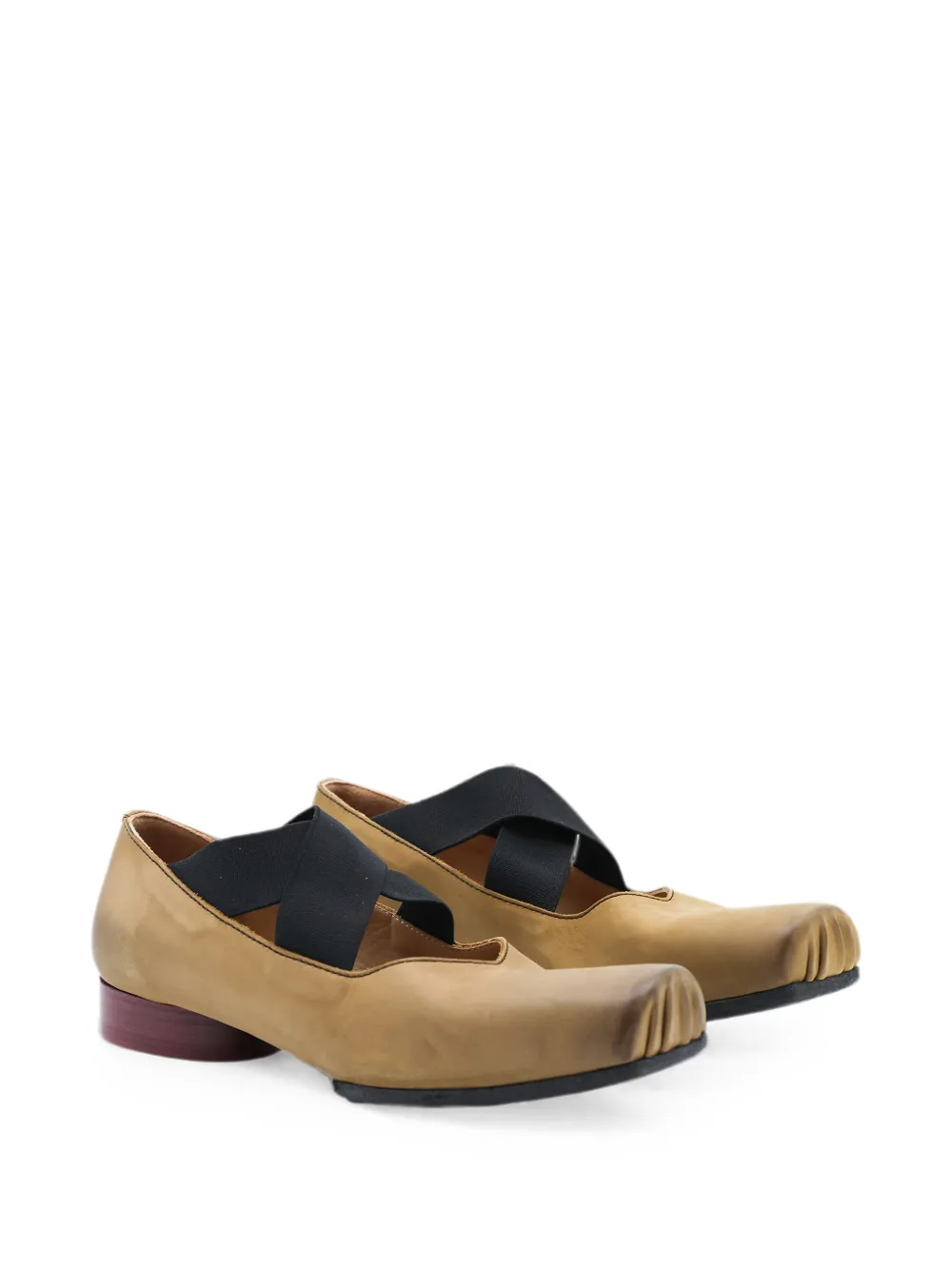 Uma Wang cross-strap leather pumps Beige