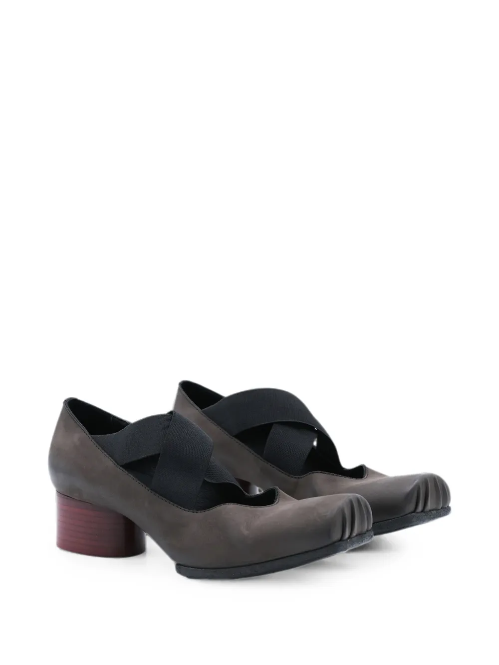 Uma Wang cross-strap leather pumps Bruin