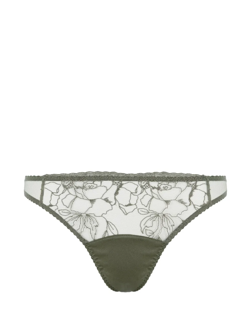 Fleur Of England Iona floral-embroidered thong - Verde