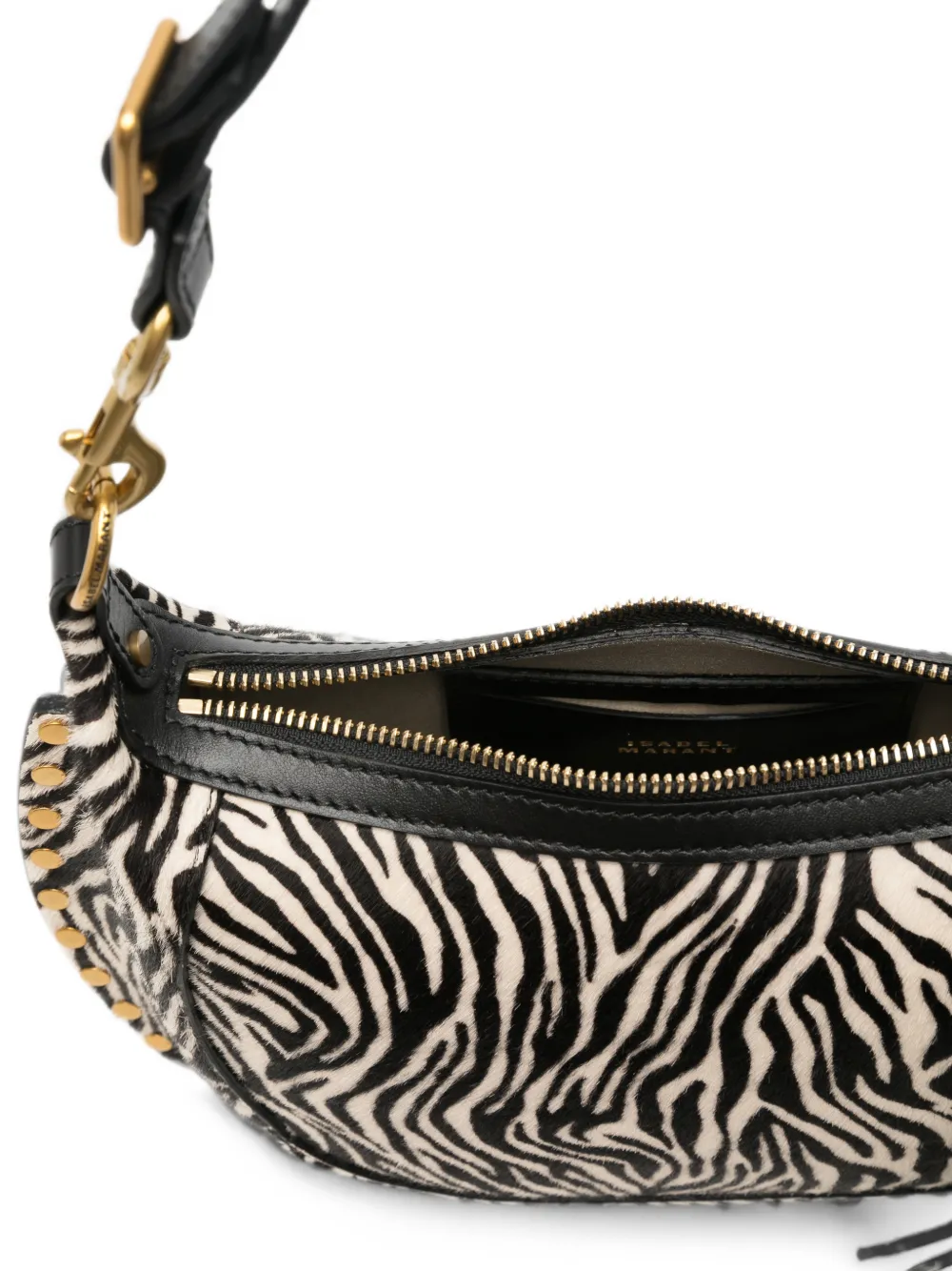 ISABEL MARANT Oskan Moon crossbodytas met ponyhaar en zebra-print Wit