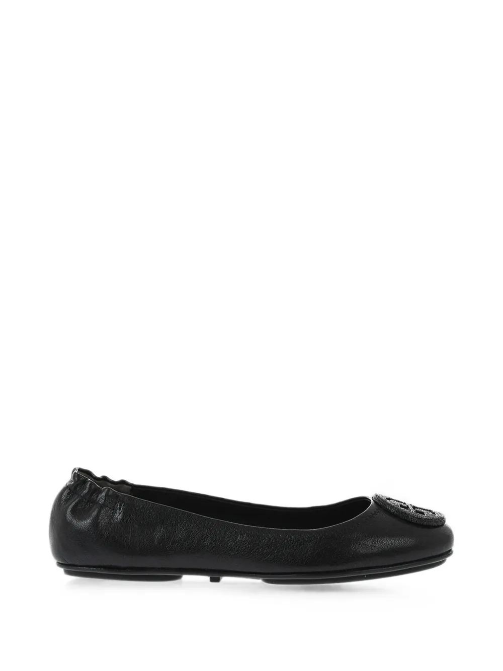 Tory Burch crystal-embellished logo-patch ballet flats Zwart