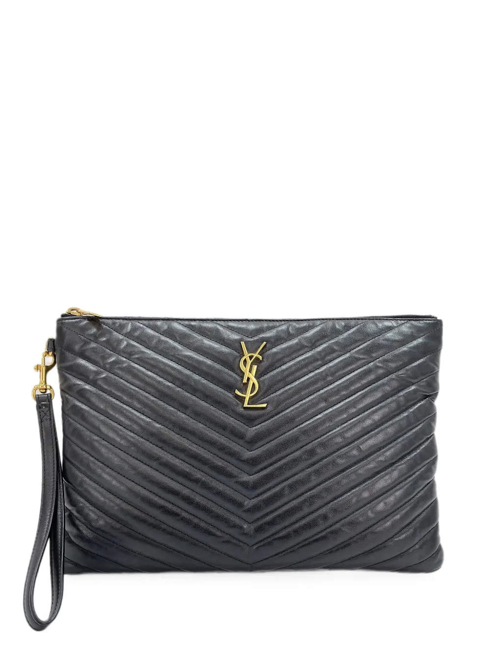 Saint Laurent Pre-Owned 2010s Cassandre V-stitch clutch bag - Nero
