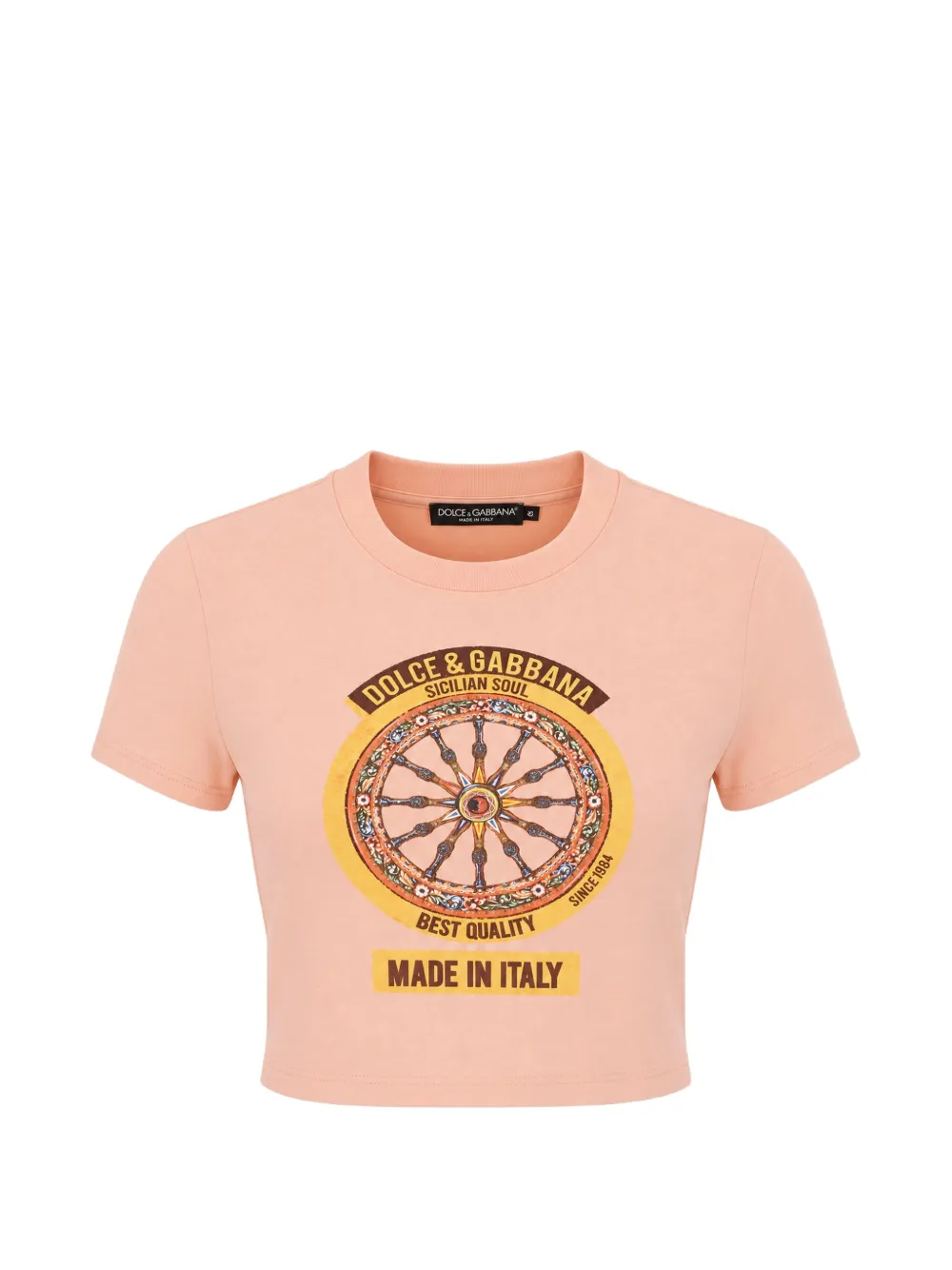 Dolce & Gabbana graphic-print cropped T-shirt - Rosa