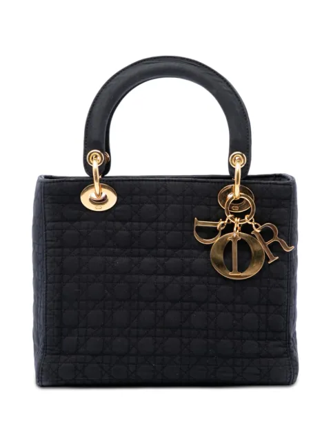 Christian Dior Pre-Owned сумка-сэтчел Nylon Microcannage Lady Dior среднего размера (1997 год)