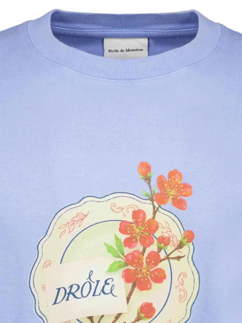 Drôle De Monsieur Drôle T-shirt met Porcelaine-print Blauw