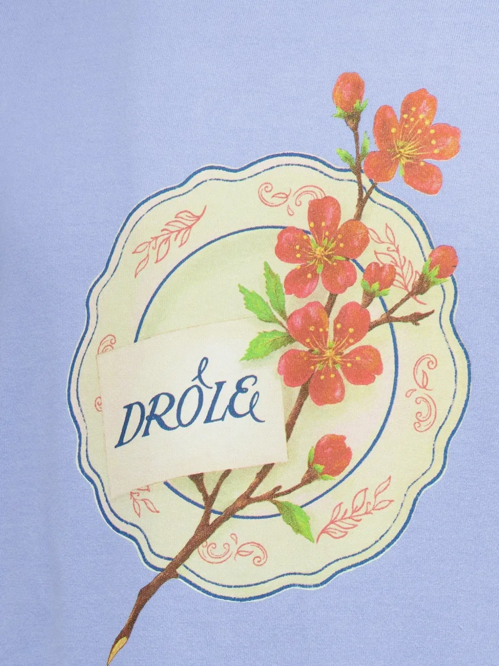 Drôle De Monsieur Drôle T-shirt met Porcelaine-print Blauw