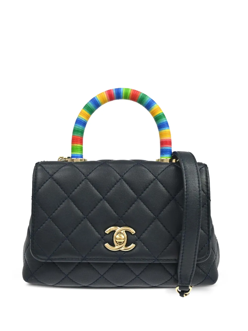 CHANEL Pre-Owned 2022 extra mini Rainbow Coco two-way tote bag - Blu
