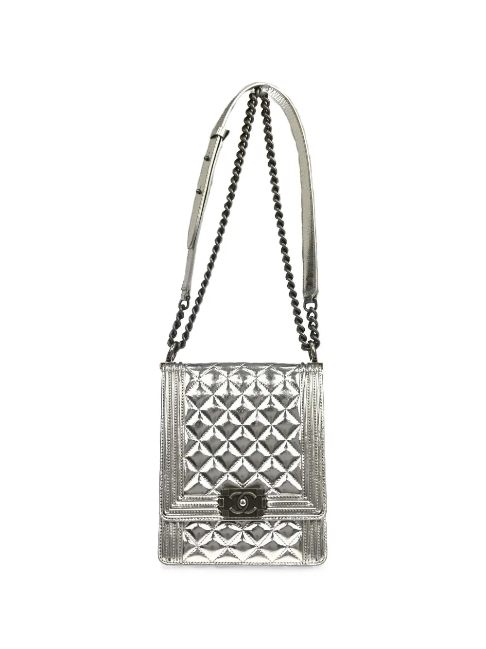 CHANEL Pre-Owned 2019 Boy Chanel quilted shoulder bag - Silver