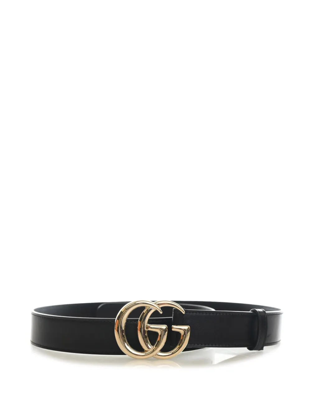 Pre-owned Gucci 2016-2026 Gg Marmont Calfskin Wide Belt In Black