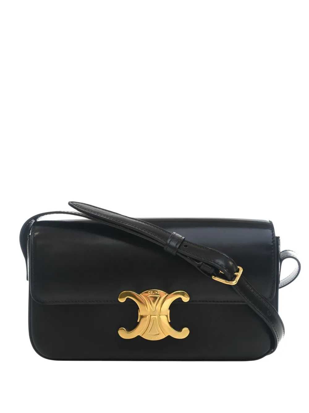 Celine Pre-Owned 2021 Shiny Calfskin Triomphe Claude shoulder bag - Black